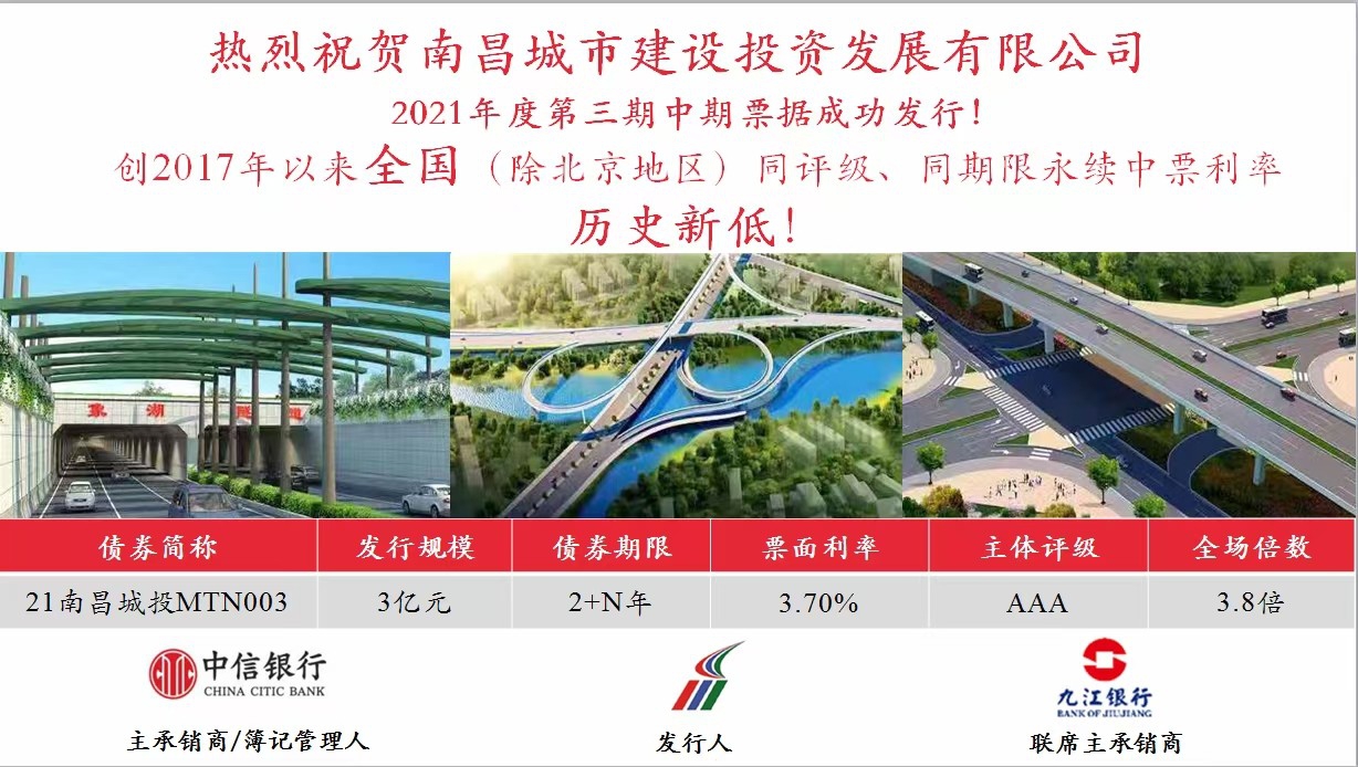 南昌城投公司乐成刊行永续中票，，，，，利率再创天下新低